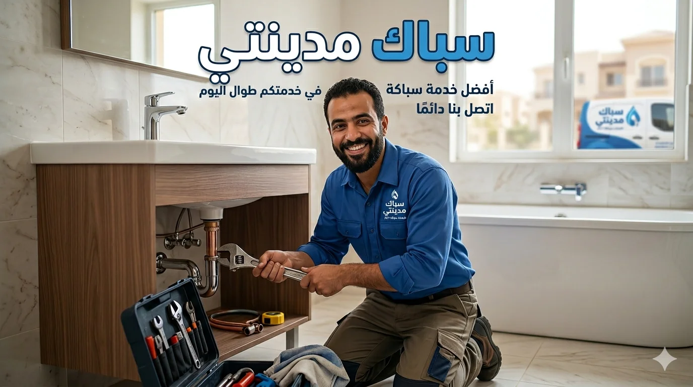 سباك مدينتي اثناء عمله في السباكة المنزلية داخل منطقة مدينتي