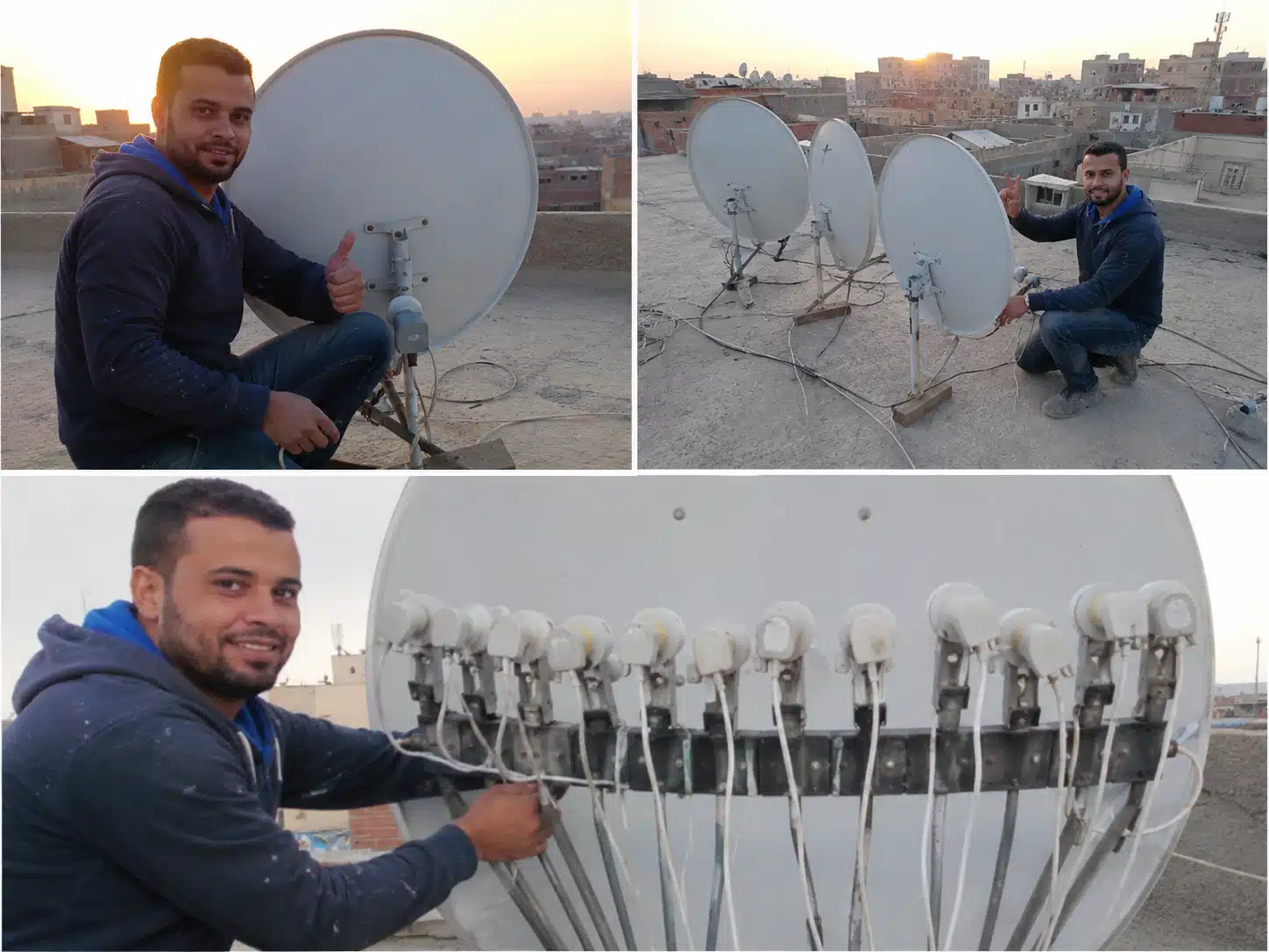 صورة توضح اثناء تركيب وصيانة دش