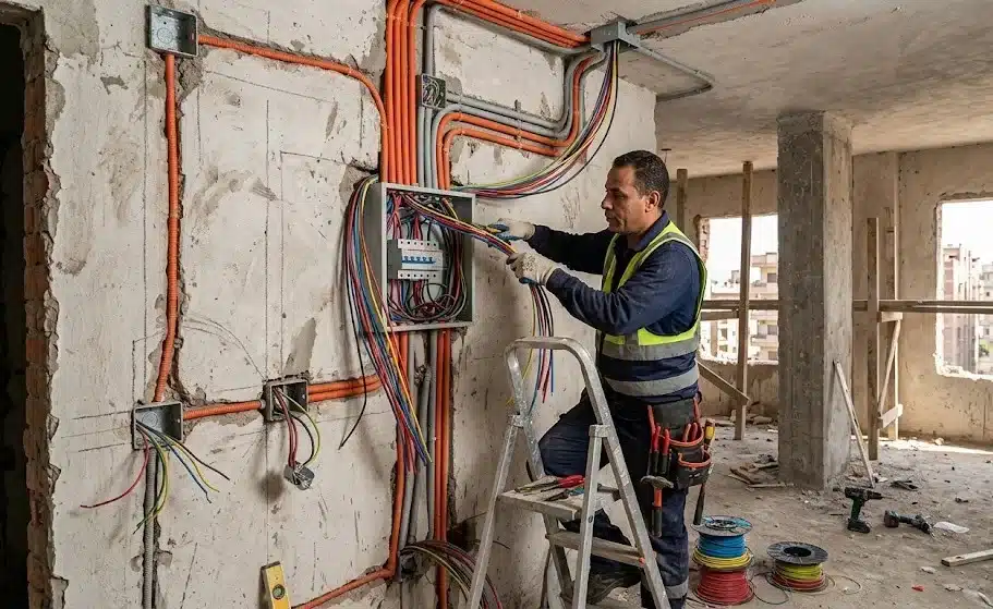 أعمال تمديد كهرباء الشقق